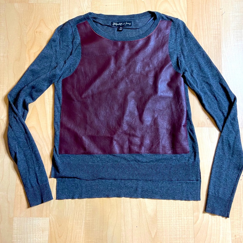 Elizabeth and James Leather Panel Sweater